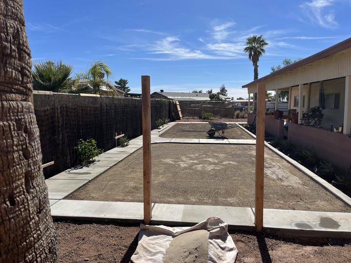 Backyard graded and framed out during a landscaping job